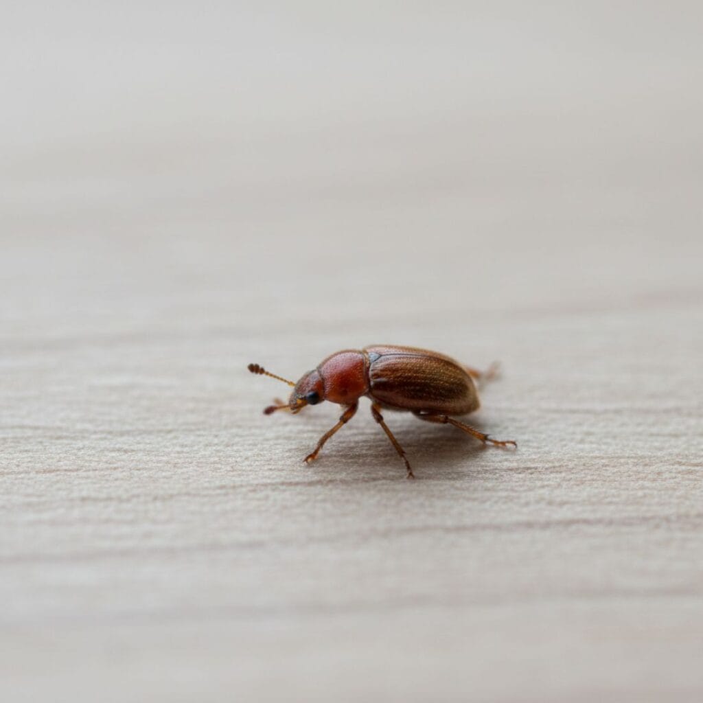 Close-up of small household beetle found in Glasgow properties
