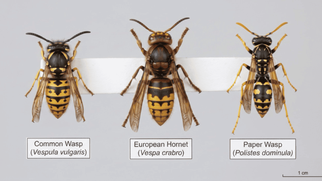 uk-wasp-species-common-wasp-european-hornet-paper-wasp UK wasp species comparison — common wasp, European hornet and paper wasp, which ones are the agressive wasps